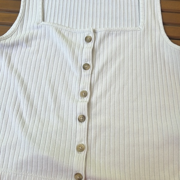 MADEWELL Crop Top Button Up Ribbed Size M - Picture 3 of 6